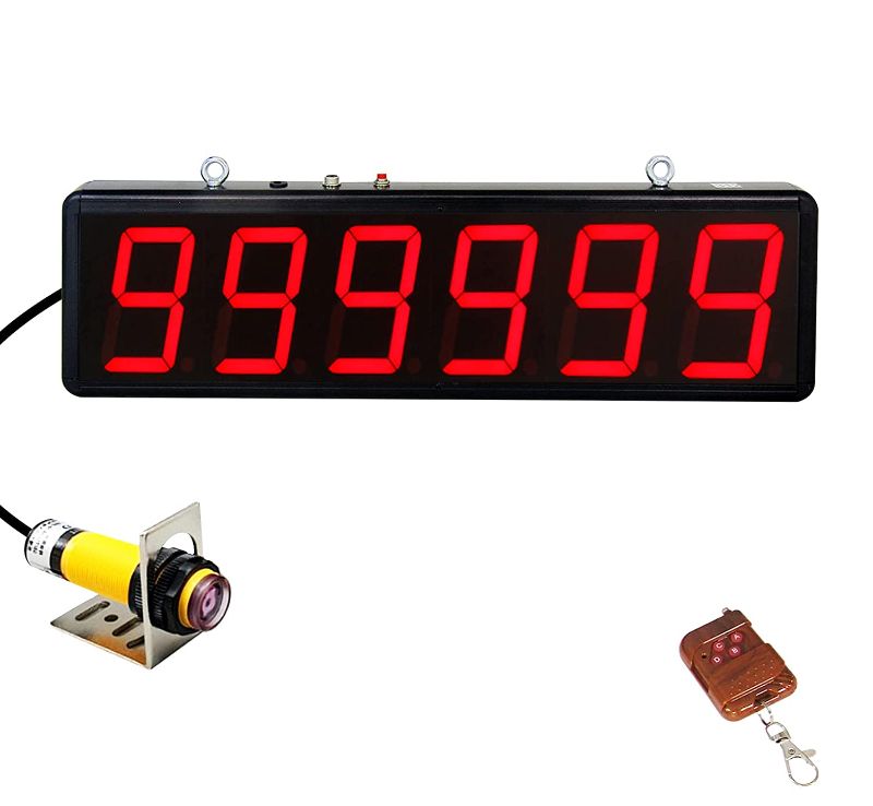 Photo 1 of Ymjoinmx Digital LED Counter 4in Red Number Counter Display People Visitor Counter Count Up to 999999 with Remote Control 110-240V