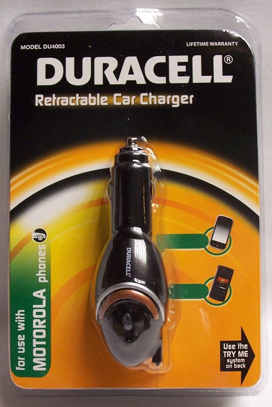 Photo 1 of DURACELL CARGADOR RETRACTABLE PARA TELÉFONOS MOTOROLA MODELO DU4003