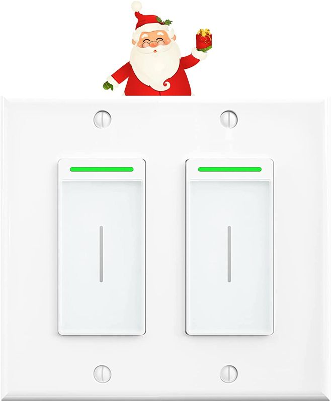 Photo 1 of Milfra Smart Switch-Wifi Light Switch,Touch vibration, 2Gang/2Pack, Needs Neutral Wire, 2.4Ghz WiFi Light Switch Compatible with Alexa and Google Assistant, V0 level Flame retardant PC material