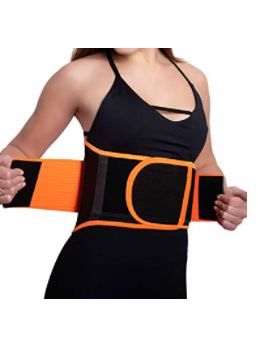 Photo 1 of Waist Trainer Belt for Women - Waist Cincher Trimmer - Slimming Body Shaper Belt - Sport Girdle Belt (Orange, M)