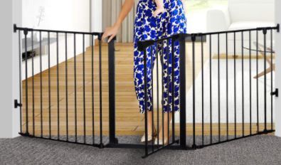 Photo 1 of KingSo 80" x 30" Auto Close Foldable Baby Gate For House Stair Doorways Hallways, Black