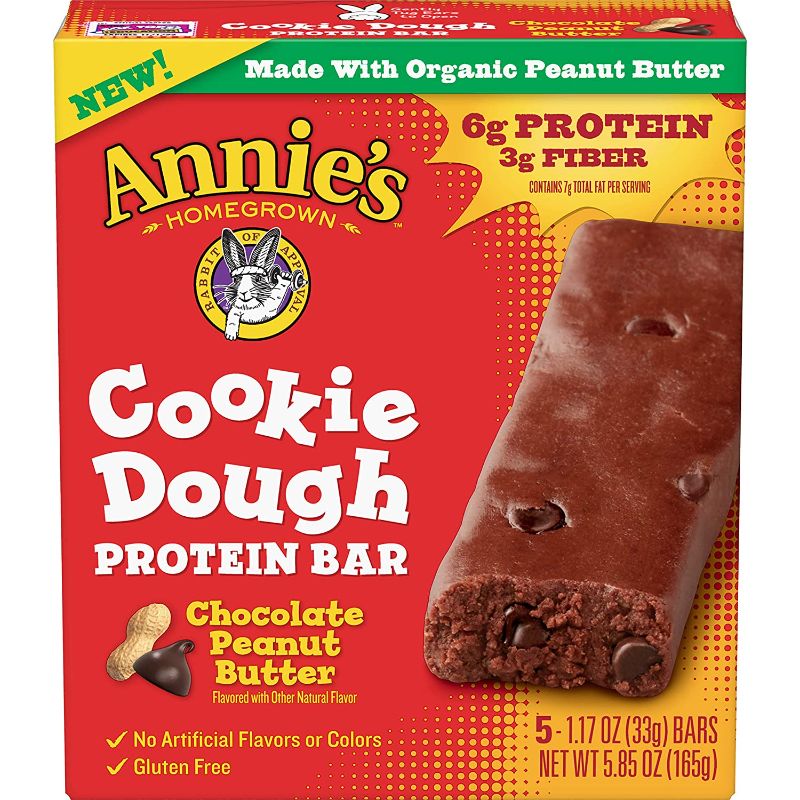 Photo 1 of Annie's Homegrown Cookie Dough Protein Bar Chocolate Peanut Butter, 5.85 oz, (5 Count, 1 Box)--- 8 BOXES--- BEST BY NOV-01-2021
