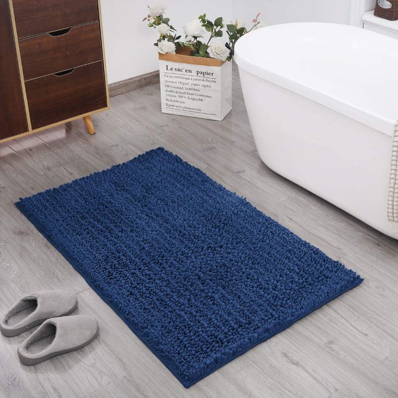 Photo 1 of DEARTOWN Non-Slip Shaggy Bathroom Rug,Soft Microfibers Bath Mat with Water Absorbent, Machine Washable (31x59 Inches, Blue)
