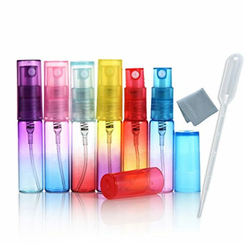 Photo 1 of 12PCS Mini 5ml Colorful Glass Refillable Atomizer Perfume Empty Bottle Fine Mist Atomizer Pump Spray for Travel with Glass Clean Cloth 3Ml Pipette Dropper-1611550363-- 2 PACK
