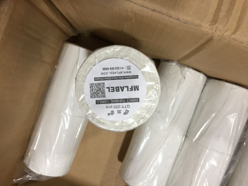 Photo 1 of 4" x 6" White Matte Paper - Direct Thermal Labels - 1" Core 1500 labels