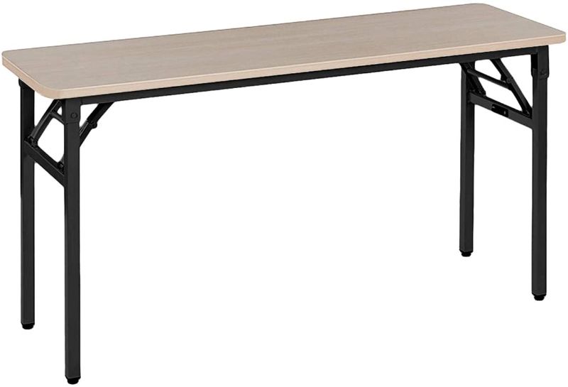 Photo 1 of Amazon Basics Multipurpose Foldable Training/Computer Table - 55 Inches, Wood Surface, Light Oak Desktop with Black Legs