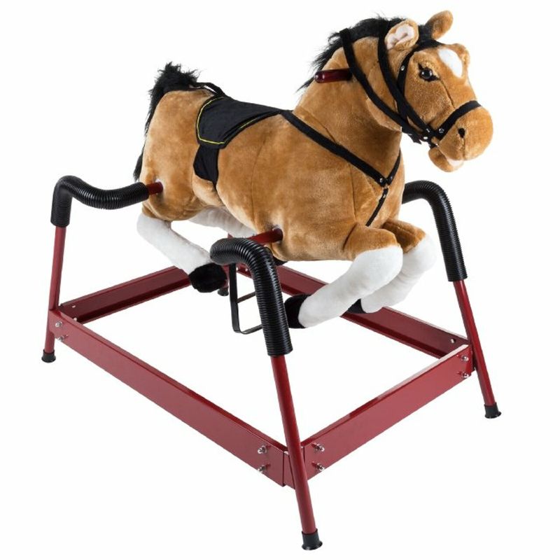 Photo 1 of Happy Trails 80-BF034 Spring Rocking Horse Plush Ride on Toy - Brown
