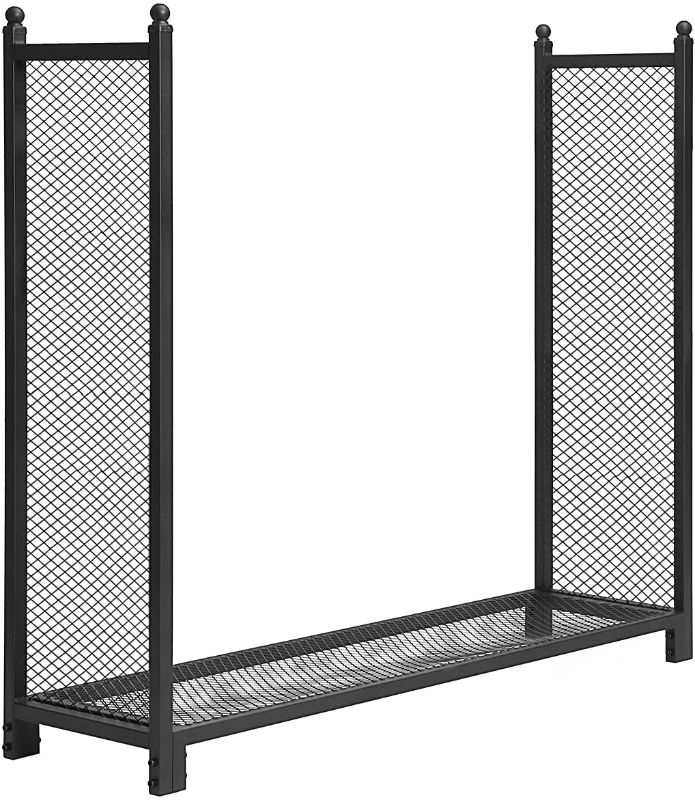 Photo 1 of 4ft Firewood Rack Outdoor Premium Heavy Duty Mesh Log Rack Firewood Storage Rack Holder Steel Tubular Easy Assemble Fire Wood Rack for Patio Deck Log Storage Stand for Indoor Outdoor Fireplace Tools
