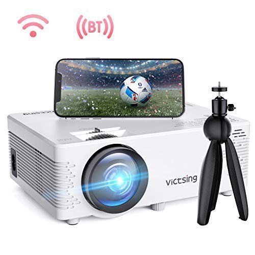 Photo 1 of VicTsing WiFi Projector-4200L Wireless Bluetooth Mini Projector with Tripod, 1080P 170 Display Supported, Compatible with TV Stick, PS4, DVD, Portable Protector for Home Entertainment 2020 New Tech