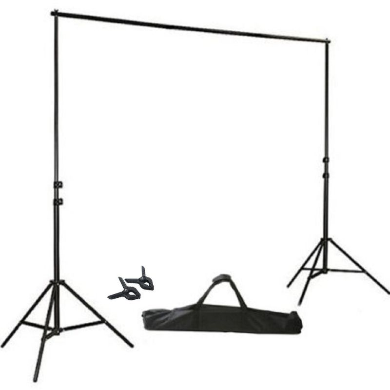 Photo 1 of 8FT x 10FT - DIY Crossbar Adjustable Backdrop Stand Kits - Portable Metal Photo Booth Backdrop Stand with FREE Clips
