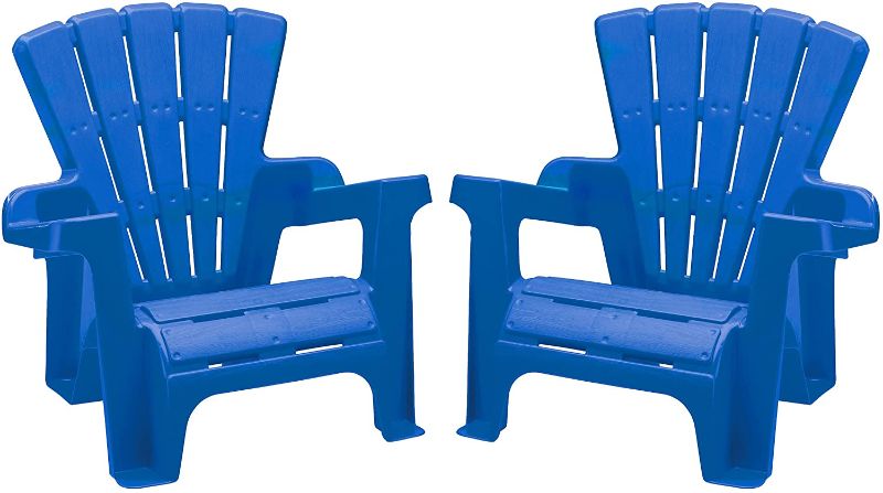 Photo 1 of American Plastic Toys Kids’ Adirondack Chairs (Pack of 2), Blue, Outdoor, Indoor, Beach, Backyard