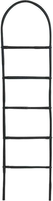 Photo 1 of Creative Co-Op Decorative Bamboo Modern Towel Storage, Matte Black Finish Blanket Ladder
