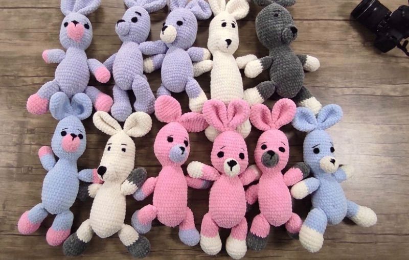 Photo 1 of GENERIC AMIGURUMI ORGANIC HANDMADE STUFFED KNIT CROCHET 16 INCHES PLUSH TOYS BUNNY (BLUE)
