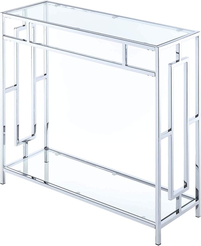 Photo 1 of Convenience Concepts Town Square Chrome Hall Table, Clear Glass / Chrome Frame
