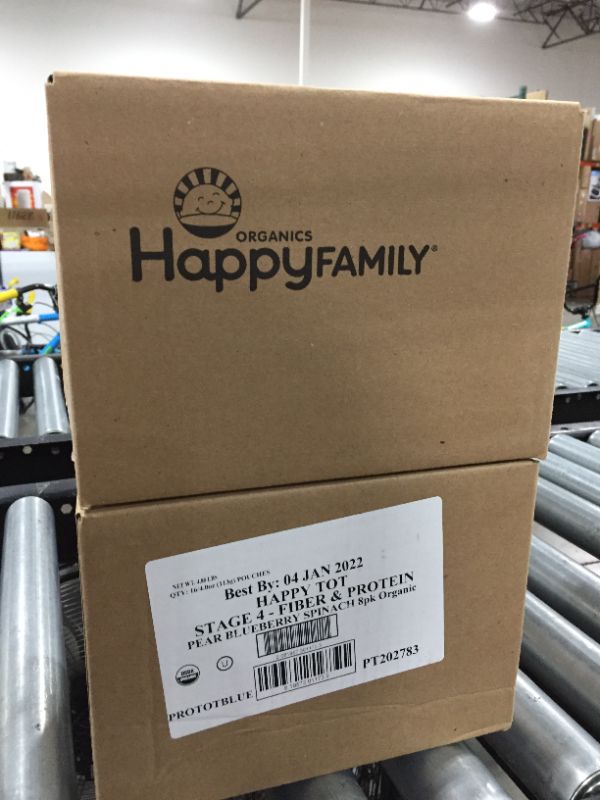 Photo 1 of Happy Tot Organic Fiber and Protein, Pear Blueberry and Spinach, 16 count, 4 Ounce Pouches (ex: 01/04/22)
