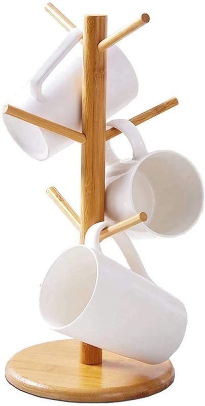 Photo 1 of Bamboo Mug Holder Tree, Coffee Mug Rack, Hanging Coffee Cup Holder for Counter, Coffee Bar Organizer Accessories