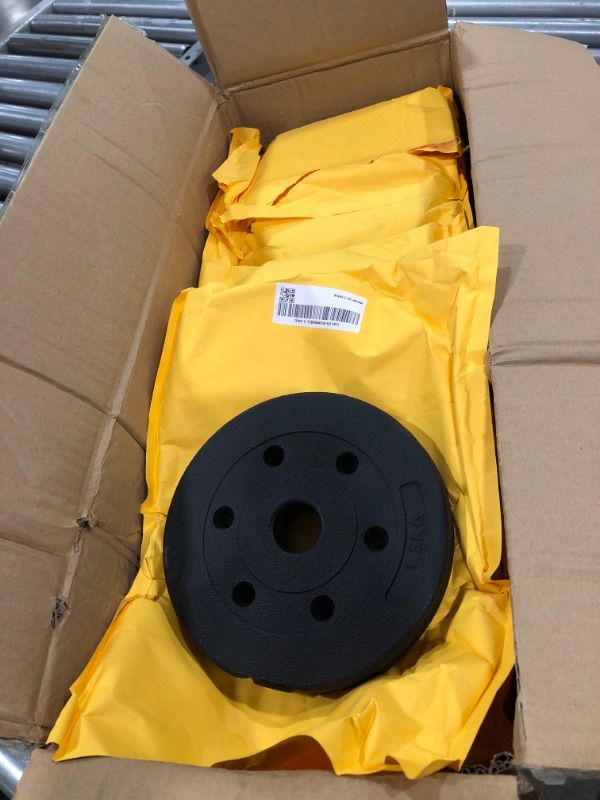 Photo 3 of 12pck| 1.5kg Standard Weight Plates for Home Gym | 1 Inch PVC Weight Lifting Plates 
