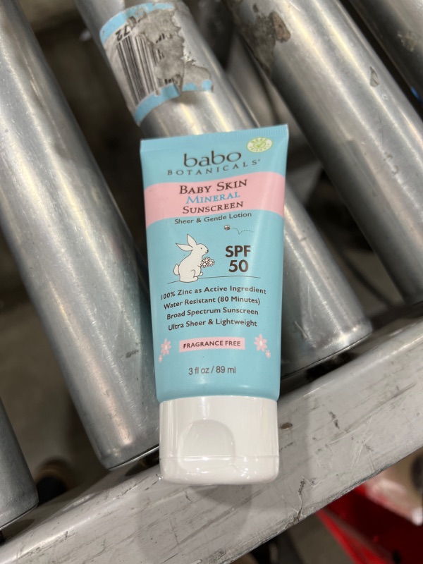 Photo 1 of Babo Botanicals Baby Skin Mineral Sunscreen Lotion SPF 50 Broad Spectrum - with 100% Zinc Oxide Active – Fragrance-Free, Water-Resistant, Ultra-Sheer & Lightweight - 3 fl. oz.
