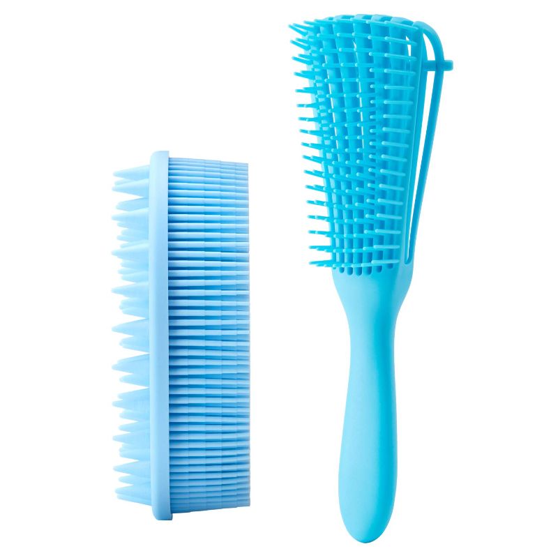 Photo 1 of 1 piece 2 in 1 shower and shampoo brush+1-piece set Shampoo brush Curling brush Detangler Brush Shampoo massager Shampoo brush and scalp massager detangling brush curly hair brush hair brushes Hair silicone brush Blue 2 pack
