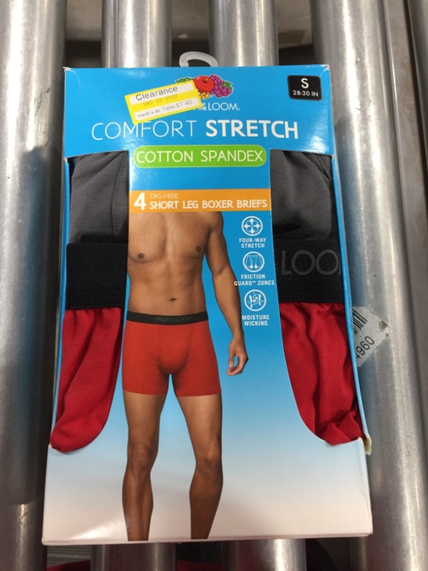 Photo 3 of Size Small-- Fruit of the Loom Men's Comfort Stretch Cotton Spandex Short Leg Boxer Briefs - Colors May Vary
