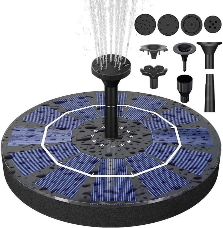 Photo 2 of Biling Solar Bird Bath Fountain Pump, 2.5W Solar Fountain Pump with 800 mAh Battery Backup, Free Standing Solar Powered Water Fountain Pump for Bird Bath Garden Pond Pool Outdoor