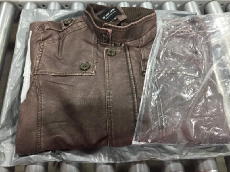 Photo 1 of QI HAI LONG Men's Leather Jacket In Brown Size M