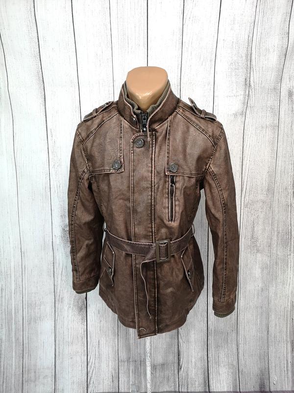 Photo 1 of QI HAI LONG Men's Leather Jacket In Brown Size M