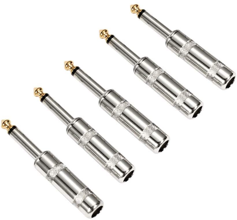 Photo 1 of Audio 1/4" TS Plug, 6.35mm Heavy Duty TS Mono Male Solder Jack Connector for Speaker/Guitar/Microphone Cables -10 Pc
