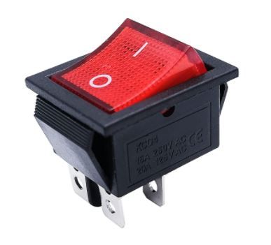 Photo 1 of 4pcs Snap-in Rocker Switch ON-Off SPST 250V 16A 125V 16A 3 Terminal Red Light
