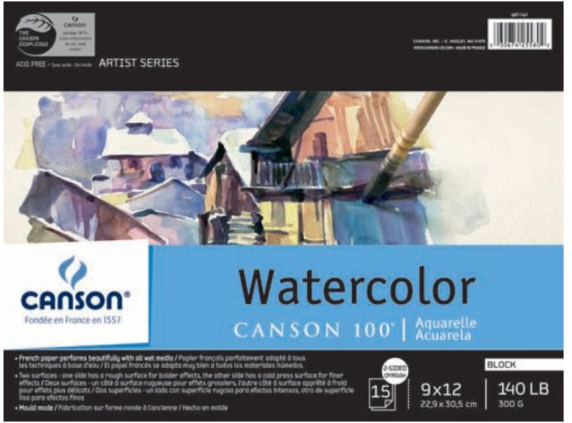Photo 1 of Canson Plein Air Watercolor Art Board Pad for Watercolor, Ink, Gouache and Acrylic, 8 x 10 Inch, Set of 10 Boards