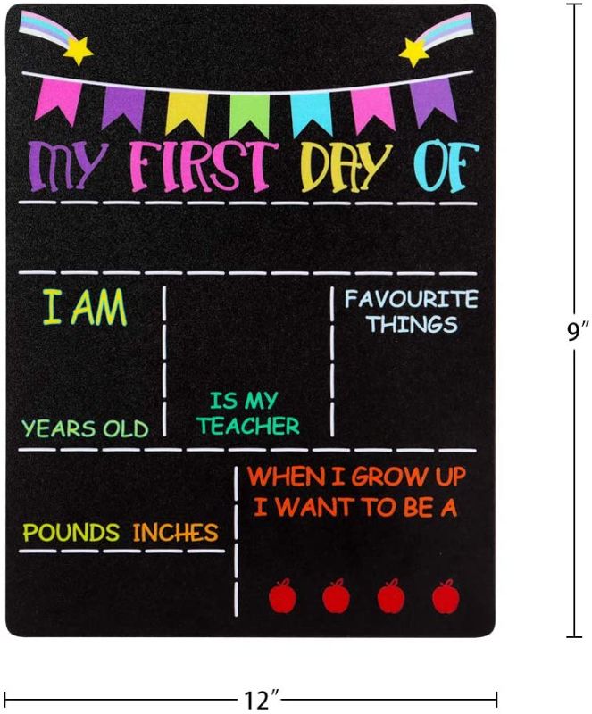 Photo 1 of My First Day and Last Day of School Sign,9"x12" First Day of School  Photo Prop Back to School Board for Kids,Girls & Boys