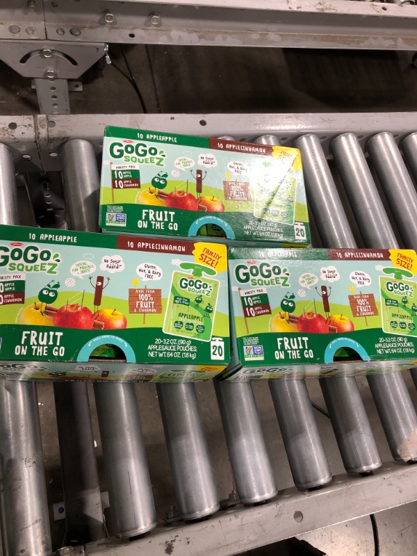 Photo 2 of GoGo squeeZ Fruit on the Go Variety Pack, Apple Apple & Apple Cinnamon, 3.2 oz. (20 Pouches) - Tasty Kids Applesauce Snacks - Gluten Free Snacks for Kids - Nut & Dairy Free - Vegan Snacks EXP 11/30/21 SET OF 3
