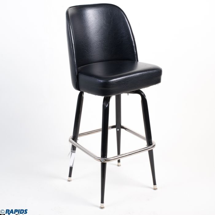 Photo 1 of Bucket Seat Swivel Bar Stool with Wide Seat - Black