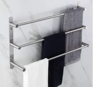 Photo 1 of Bath Towel Bars Stainless Steel Bathroom 3-Tiers Ladder Towel Rack Wall Mount Towels Shelves, Brushed Nickel