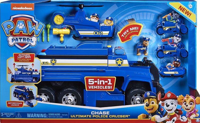 Photo 1 of Paw Patrol, Chase’s 5-in-1 Ultimate Cruiser with Lights and Sounds, for Kids Aged 3 and up
