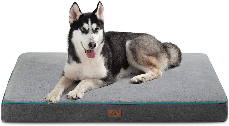 Photo 1 of Bedsure Large Memory Foam Orthopedic Dog Bed - Washable Dog Crate Mat with Removable Cover and Waterproof Liner - Plush Flannel Fleece Top with Nonskid Bottom for Medium, Large and Extra Large Dogs
