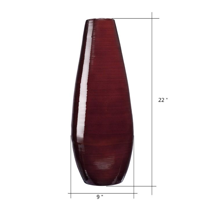 Photo 1 of 83-DEC7042 Handcrafted 22 in. Tall Brown Bamboo Decorative Tear Drop Floor Vase for Silk Plants
