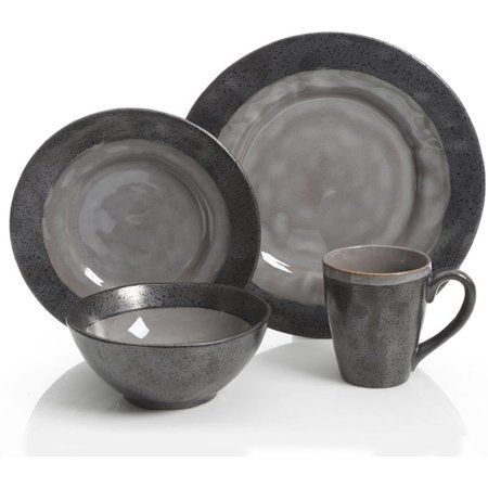 Photo 1 of Gibson Dragonstone 16 Pc Dinnerware Set Grey Stoneware, Gray
