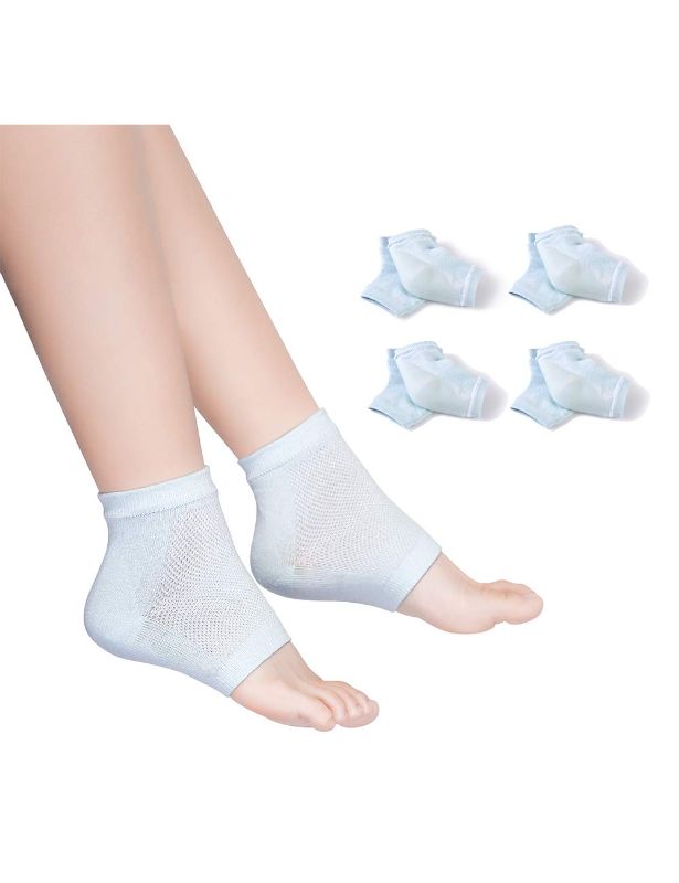 Photo 1 of Donfri 4 Pairs Gel Moisturizing Socks Foot Care Heel Socks Foot Mask for Dry Cracked Feet Sleep Socks Toeless Socks,for Day Night Care Skin Women & Men
