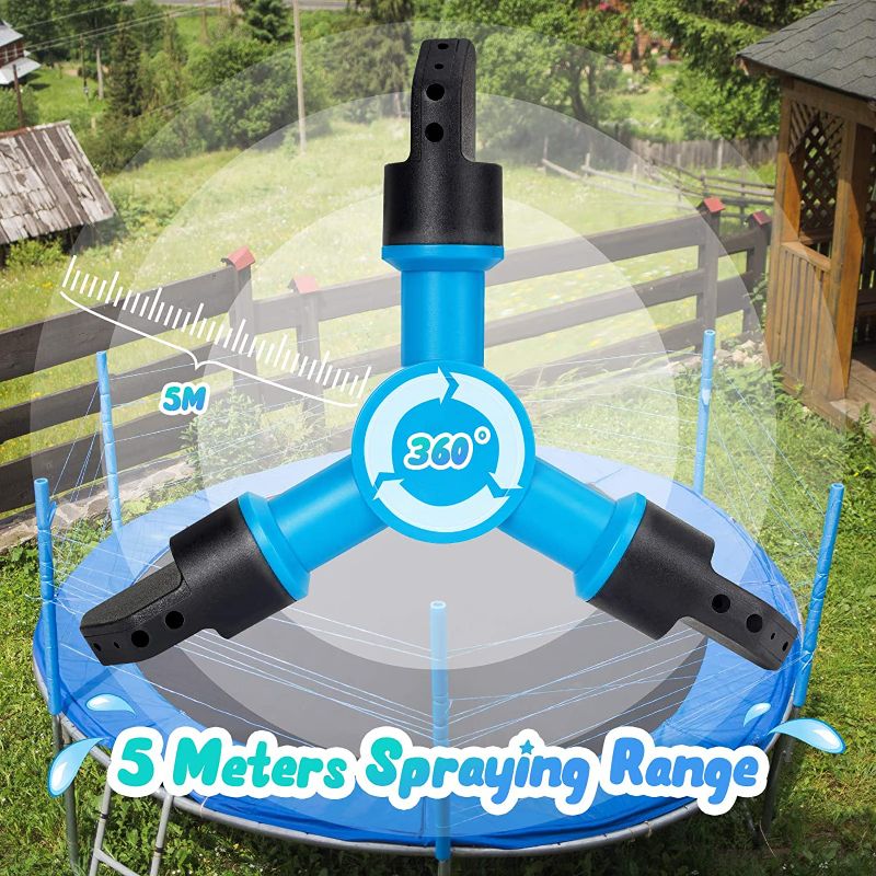 Photo 2 of SOOFUN Trampoline Sprinkler for Kids Outdoor Play, Trampoline Accessories Sprinkler Water Park, Outdoor Trampoline Water Play Sprinklers for Kids Boys Girls Adults, Fun Water Park Summer Toys
