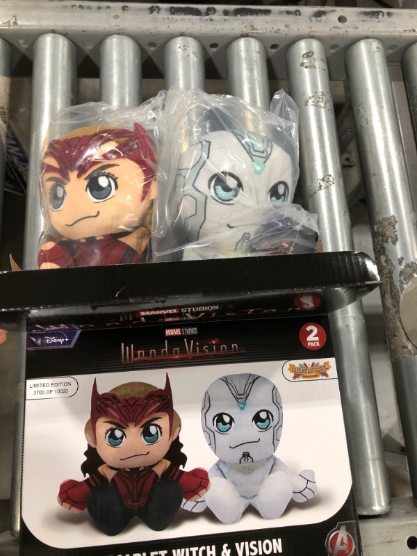 Photo 2 of Bleacher Creatures Marvel's WandaVision Limited Edition Kuricha Pack: Vision & Scarlet Witch Kuricha Plushies – Super Soft Chibi Inspired Toy
