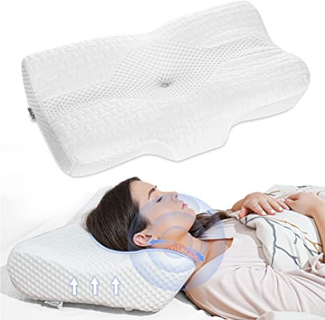 Photo 1 of Cervical Pillow, Memory Foam Bed Pillows for Neck Pain Relief, Adjustable Ergonomic Orthopedic Contour Support Pillow for Sleeping, Back, Stomach, Side Sleeper (White)
