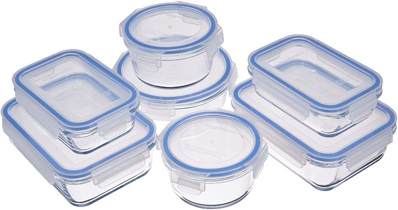 Photo 1 of Amazon Basics Glass Locking Lids Food Storage Containers, 6-Piece Set
