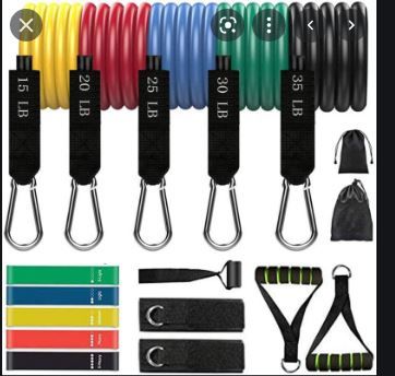 Photo 1 of 17PCS Resistance Bands Set Workout Bands for Men & Women, 5 Resistance Loop Bands, 5 Stackable Exercise Bands with Handles, Door Anchor, Ankle Straps, Jump Rope (Warm-up) for Fitness Training, 