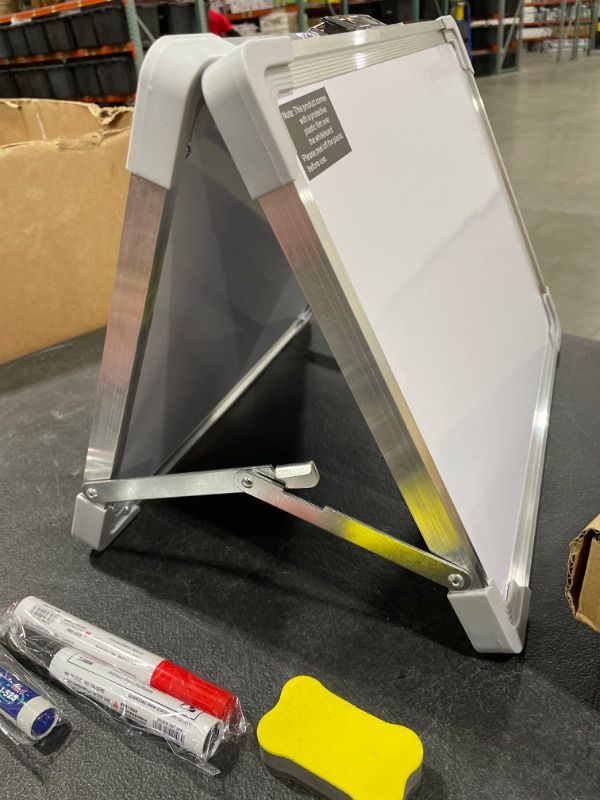 Photo 1 of 16x12 whiteboard double sided, with 4 magnets 3 markers and eraser set of 2