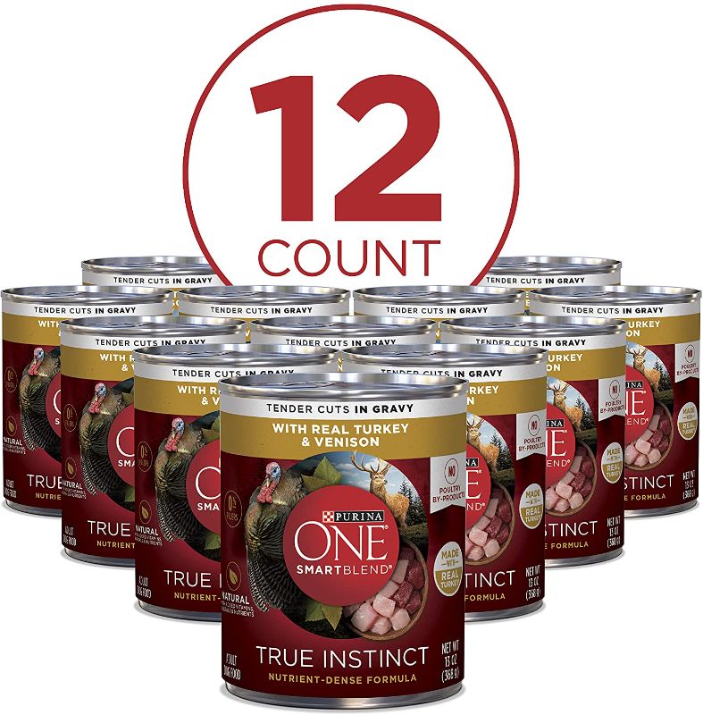 Photo 1 of 12 cans Purina ONE SmartBlend True Instinct Adult Canned Wet Dog Food
Exp 09/2022