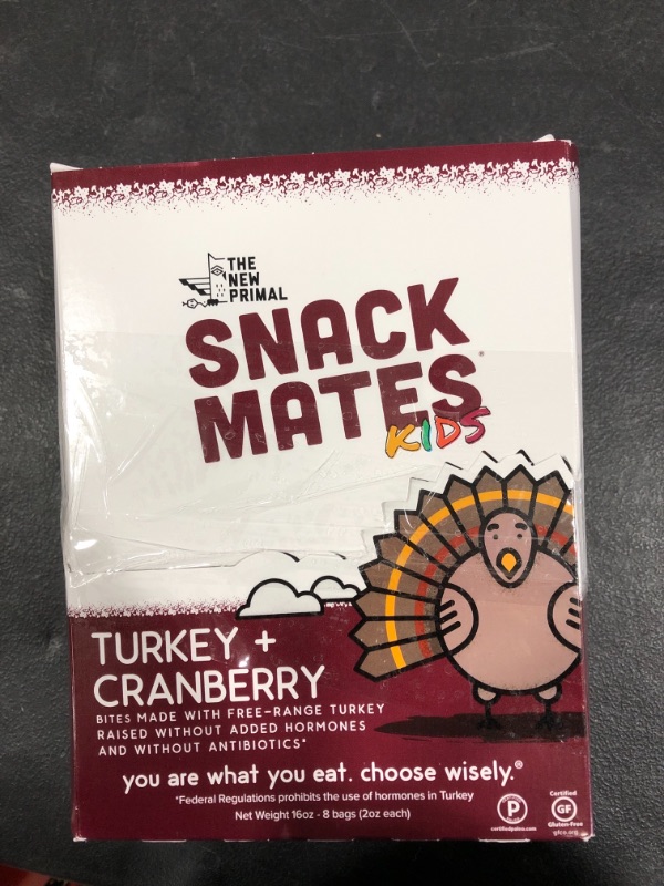 Photo 2 of ?Snack Mates by The New Primal Turkey & Cranberry Bites, High Protein and Low Sugar Kids Snack, Bite-Sized, Certified Paleo, Certified Gluten Free, Soy Free, 2 Oz Per Pack (8 Pack)