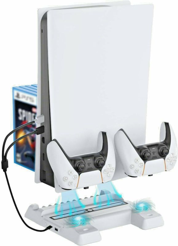 Photo 1 of PS5 Accessories Stand w/Cooling Station/Controllers Charger/Extra USB Ports +
