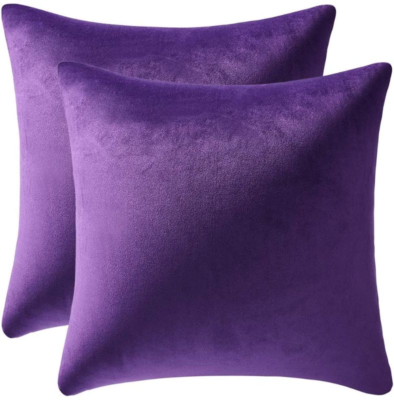 Photo 1 of 16x16 Throw Pillow Cases Purple: 4 Pack Cozy Soft Velvet Square Decorative Pillow Covers for Farmhouse Home Decor 
