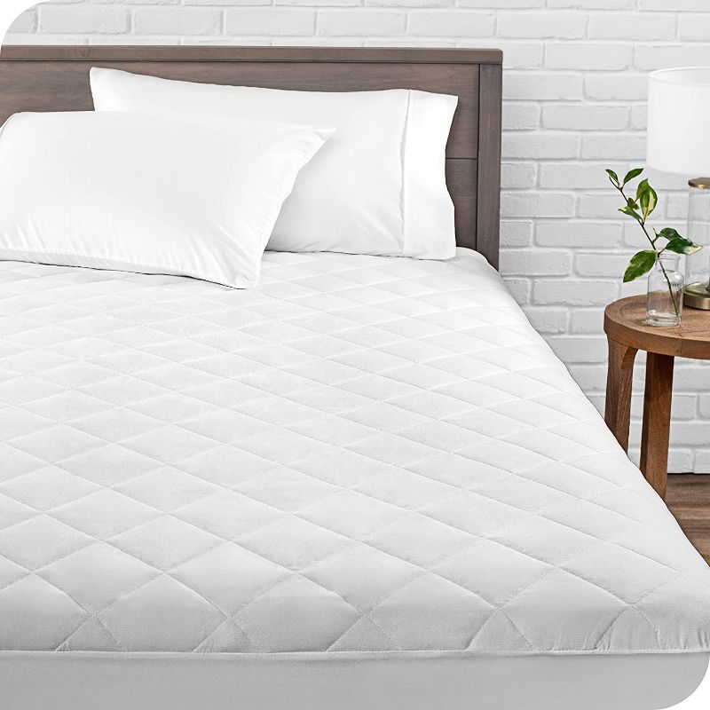 Photo 1 of Quilted Fitted Mattress Pad (Full) - Cooling Mattress Topper - Easily Washable - Elastic Fitted Mattress Cover - Stretch-to-Fit up (Full)